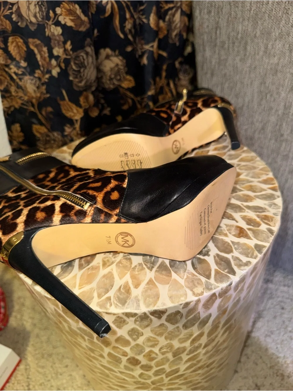 NEW Michael Kors Haya Leopard Haircalf Platform Booties | Size 7.5M